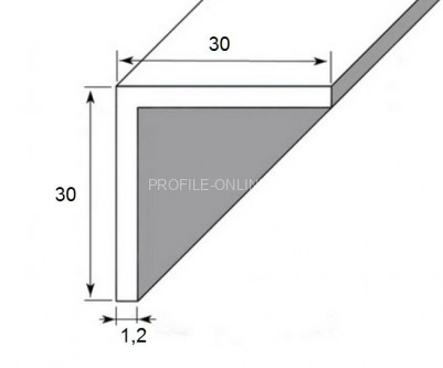 Алюминиевый уголок 30х30х1,2 мм равнополочный 3м серебро