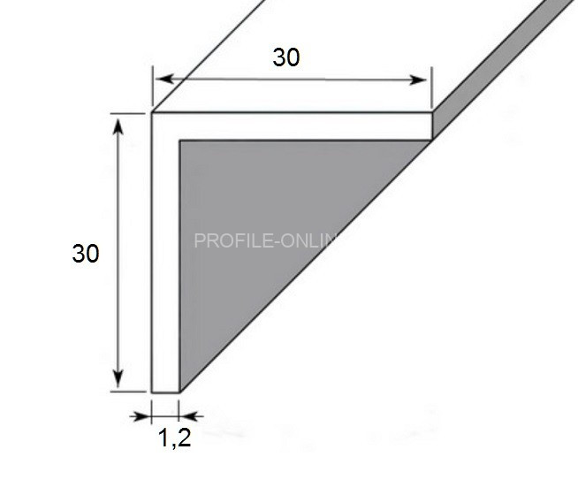 Алюминиевый уголок 30х30х1,2 мм равнополочный 3м серебро