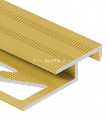Алюминиевый Т-образный профиль закладной лестничный 20х12 мм PV58-04 золото матовое 2,7 м