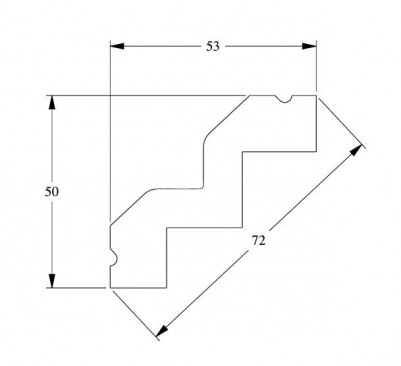 Потолочный плинтус Orac Decor Purotouch C602 белого цвета из полиуретана 53х50 мм 200 см