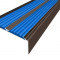 Алюминиевый противоскользящий угловой порог 70х22 мм с резиновыми вставками АУ-70-Анод коньяк-синий 3 м