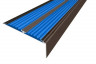 Алюминиевый противоскользящий угловой порог 70х22 мм с резиновыми вставками АУ-70-Анод коньяк-синий 3 м