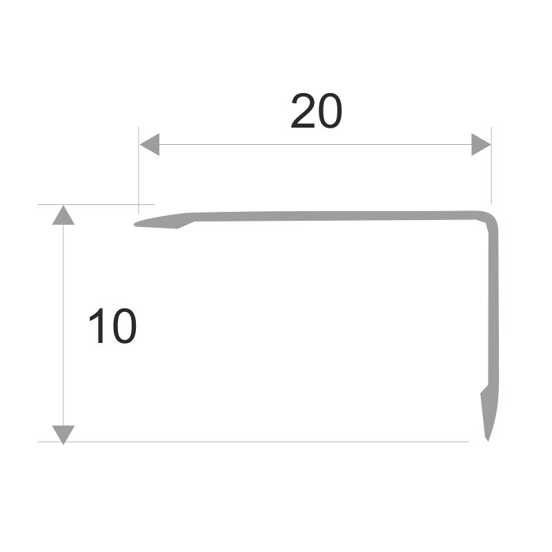 Уголок 20х10 мм из алюминия ПН-20х10 черный матовый 2.7 м