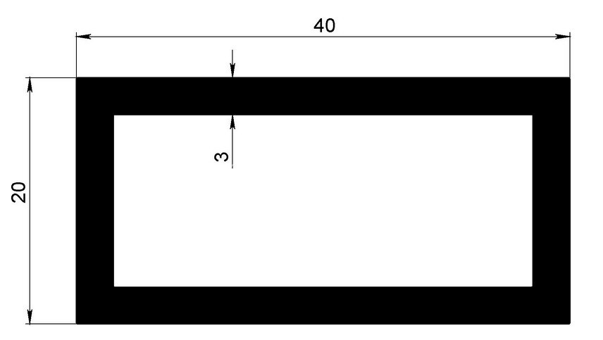 Алюминиевый бокс прямоугольный 20х40х3 мм 3 м