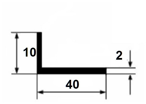 Уголок алюминиевый 10х40х2 мм разнополочный 3 м