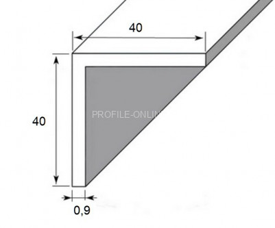 Алюминиевый уголок 40х40х0,9 мм равнополочный 3м серебро