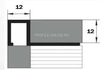 Алюминиевый П-образный профиль закладной 12х12 мм PV32-09 шампань блестящая 2,7 м