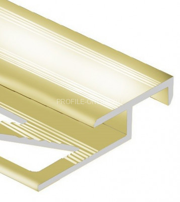 Алюминиевый Т-образный профиль закладной лестничный 20х12 мм PV58-05 золото блестящее 2,7 м