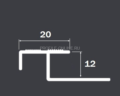 Алюминиевый Т-образный профиль закладной лестничный 20х12 мм PV58-05 золото блестящее 2,7 м