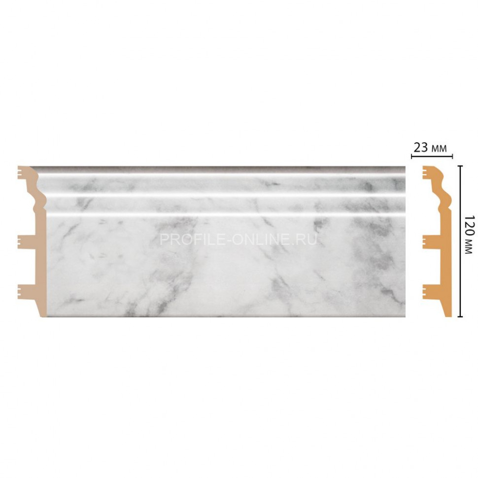 Плинтус напольный полистирол Мрамор белый DECOMASTER D233-79ДМ (120x23x2400)