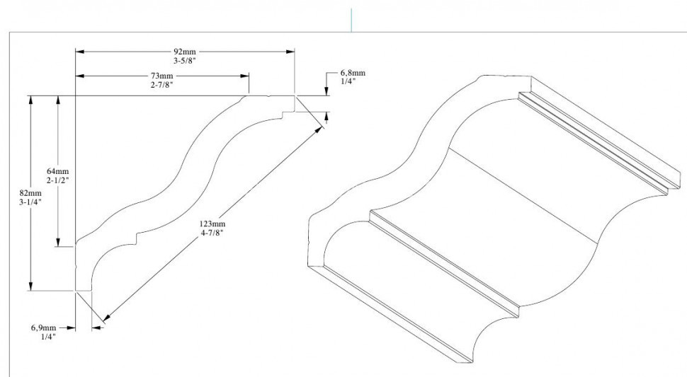 Потолочный плинтус Orac Decor Durofoam CB503N белого цвета из полистирола 82х92 мм 200 см
