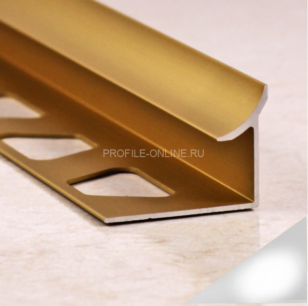 Алюминиевый внутренний уголок для плитки 10 мм ПО-В10 серебро глянец 2,7 м