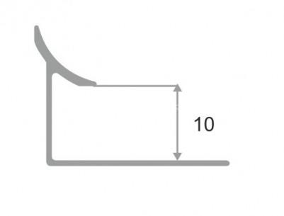 Алюминиевый внутренний уголок для плитки 10 мм ПО-В10 серебро глянец 2,7 м
