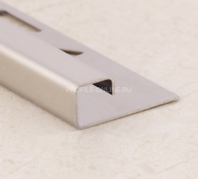 Нержавеющий П-профиль окантовочный стальной SB016-10H серебро глянец 2,7 м