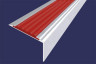 Алюминиевый угловой противоскользящий порог с резиновой вставкой 20х38 мм АУ-38-Анод серебро-красный 2,7 м