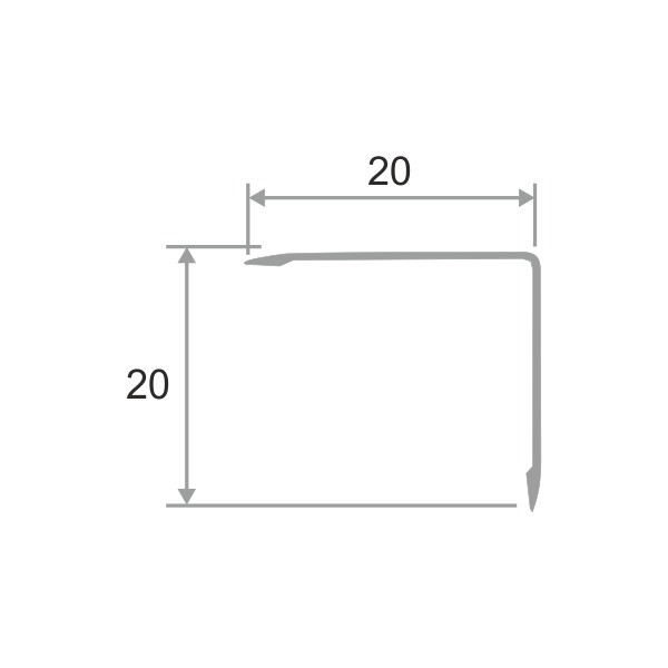 Уголок 20х20 мм из алюминия ПН-20х20 антрацитово-серый 2.7 м