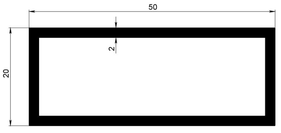 Алюминиевый бокс прямоугольный 20х50х2 мм 3 м