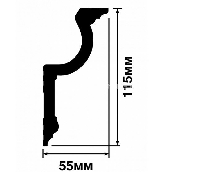 Потолочный плинтус 55х115 мм HiWood A127 белый 200 см