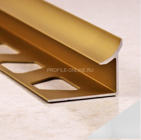 Алюминиевый внутренний уголок для плитки 10 мм ПО-В10 серебро матовое 2,7 м
