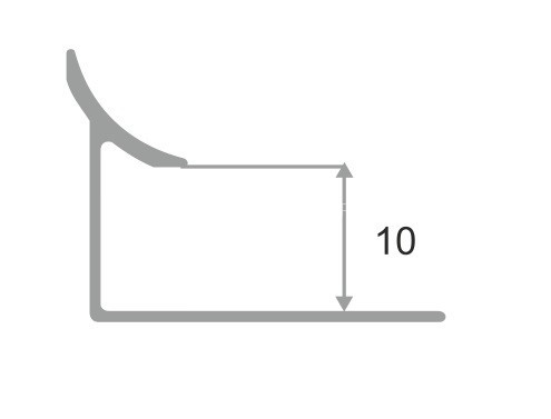 Алюминиевый внутренний уголок для плитки 10 мм ПО-В10 серебро матовое 2,7 м