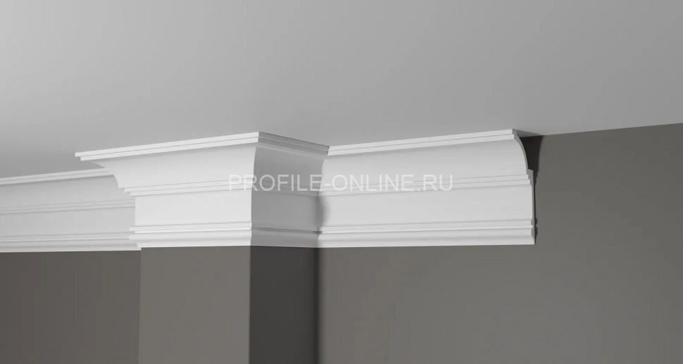 Декоративный плинтус для потолка 120х60 мм Decor-Dizayn DD517 полистирол белый, под покраску 2 м