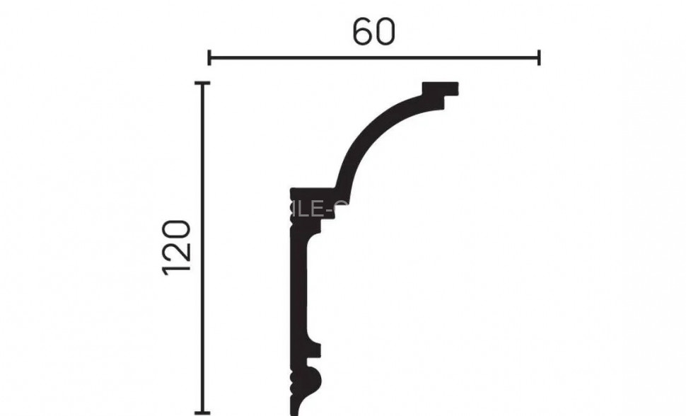 Декоративный плинтус для потолка 120х60 мм Decor-Dizayn DD517 полистирол белый, под покраску 2 м