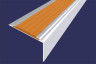 Алюминиевый угловой противоскользящий порог с резиновой вставкой 20х38 мм АУ-38-Анод серебро-оранжевый 2,7 м