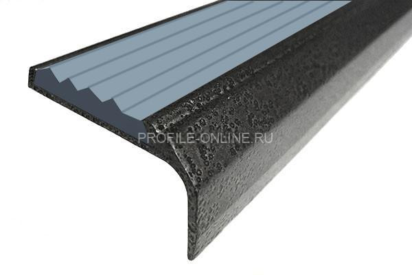 Алюминиевый угловой противоскользящий порог с резиновой вставкой 42х23 мм АУ-42/23-Антик серебро-серый 2,7 м