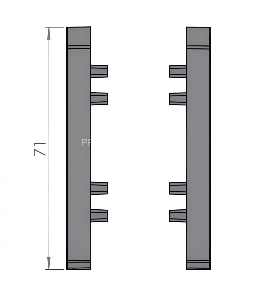 Заглушки для напольного плинтуса 70 мм Диал ДЛ-70з без покрытия (кмп левая+правая)