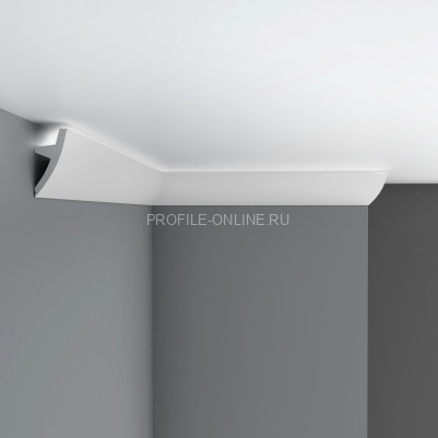 Декоративный плинтус потолочный гладкий Decomaster D502 Дюропрофиль 73х36х2000 мм белый под покраску