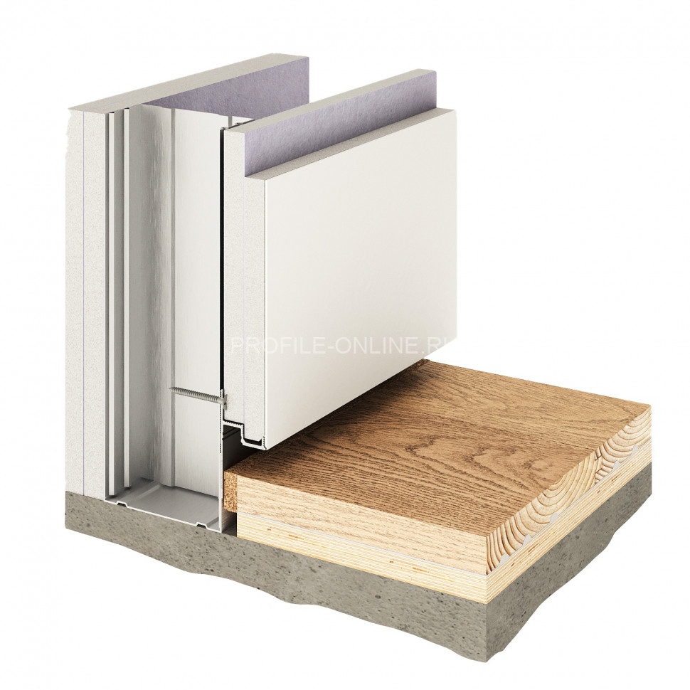 Теневой плинтус скрытого монтажа алюминиевый Decaro Engineering D001 под покраску с возможностью LED подсветки 2м