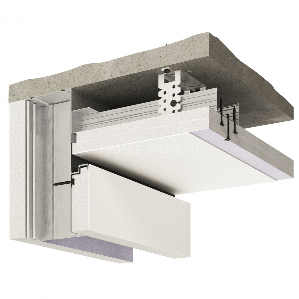 Теневой плинтус скрытого монтажа алюминиевый Decaro Engineering D001 под покраску с возможностью LED подсветки 2м