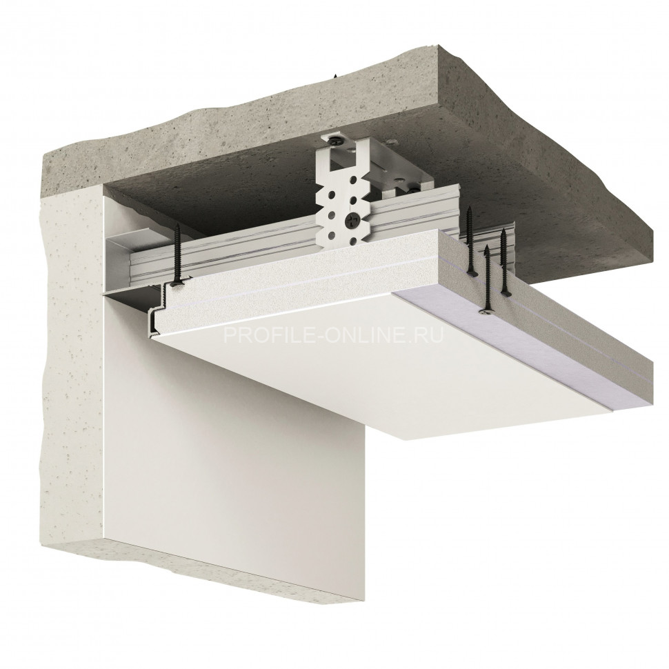 Теневой плинтус скрытого монтажа алюминиевый Decaro Engineering D001 под покраску с возможностью LED подсветки 2м