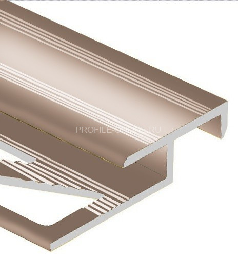 Алюминиевый Т-образный профиль закладной лестничный 20х12 мм PV58-07 бронза блестящая 2,7 м