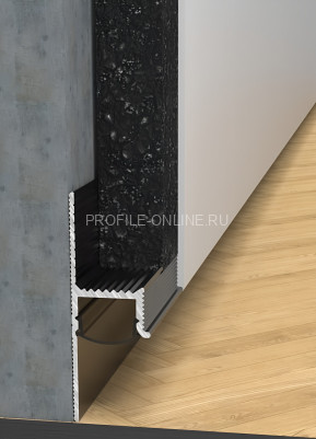 Теневой плинтус скрытого монтажа алюминиевый с LED подсветкой Диал ТП-50LED черный 3 м