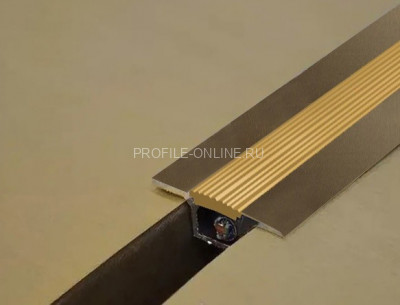 Алюминиевый порог одноуровневый 37 мм противоскользящий с кабель-каналом ПК-1 Бронза РЕ (бежевая вставка) 2,7 м (упаковка 10 штук)