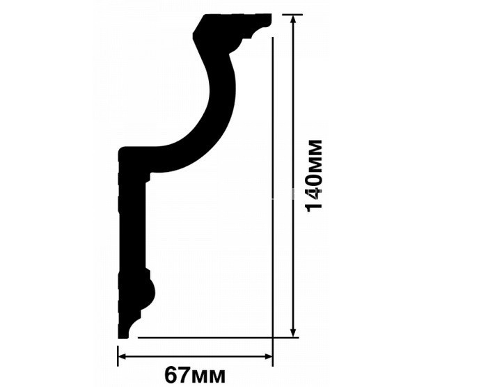 Потолочный плинтус 67х140 мм HiWood A155 белый 200 см