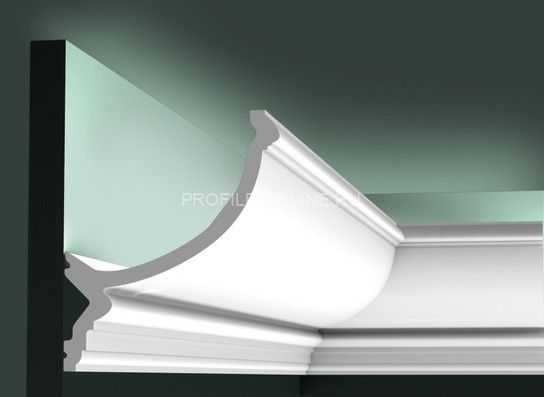 Потолочный плинтус для скрытой подсветки Orac Decor Purotouch C900 белого цвета из полиуретана 171х146 мм 200 см