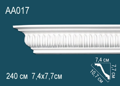 Потолочный плинтус с рисунком Перфект AA017 белый из полиуретана 77х107х74 мм 240 см