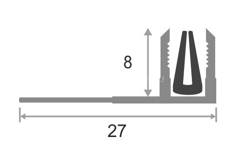 Монтажная планка для Т-профиля алюминиевая 10 мм ПТО-10 без покрытия 2,7 м
