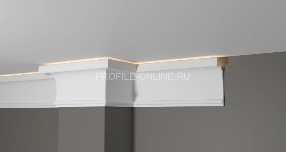 Декоративный плинтус для потолка 125х45 мм Decor-Dizayn DD518 полистирол белый, под покраску 2 м