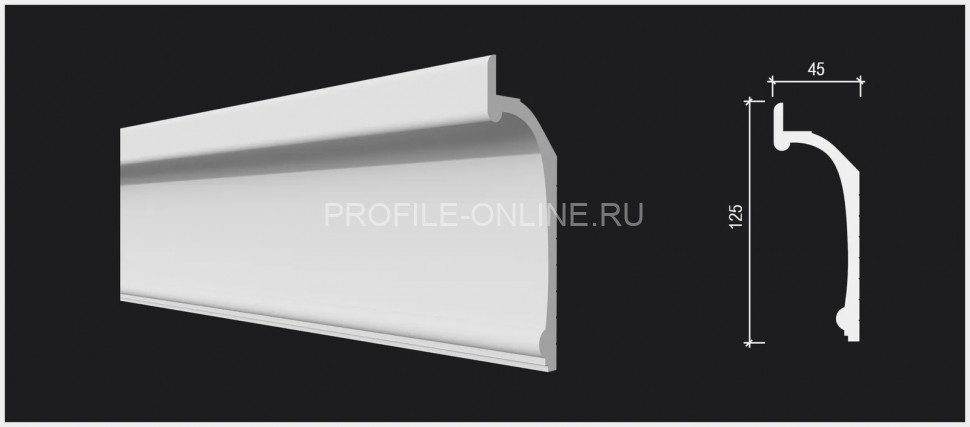 Декоративный плинтус для потолка 125х45 мм Decor-Dizayn DD518 полистирол белый, под покраску 2 м