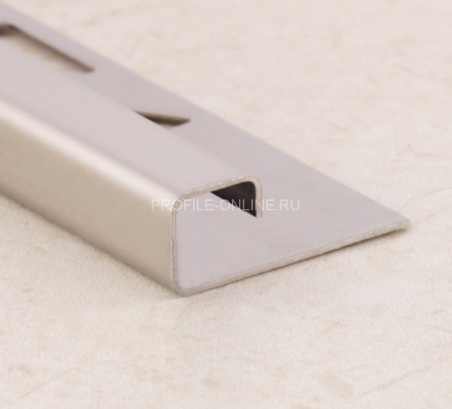 Нержавеющий П-профиль окантовочный стальной SB016-12H серебро глянец 2,7 м