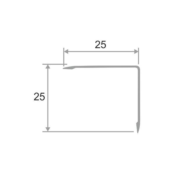 Уголок 25х25 мм из алюминия ПН-25х25 черный матовый 2.7 м