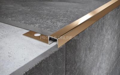 Нержавеющий П-профиль закладной стальной 8х8 мм FPU 8 GP золото полированное 270 см
