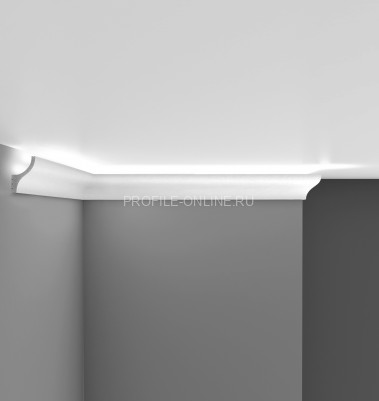 Декоративный плинтус потолочный гладкий Decomaster D506 Дюропрофиль 50х32х2000 мм белый под покраску