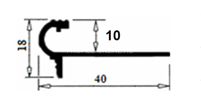 Латунный F-профиль под плитку FL 100 ON 10 полированный 2,7м