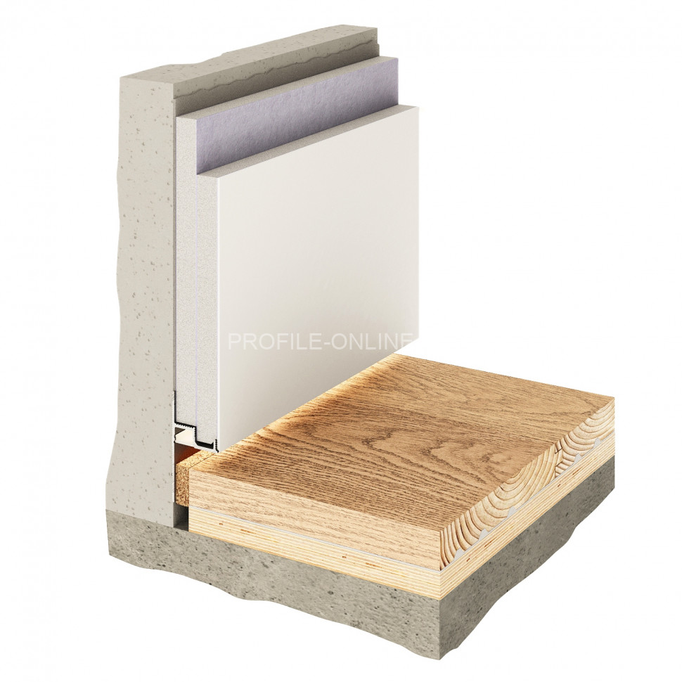 Теневой плинтус скрытого монтажа алюминиевый Decaro Engineering D001A Black черный с возможностью LED подсветки 2м