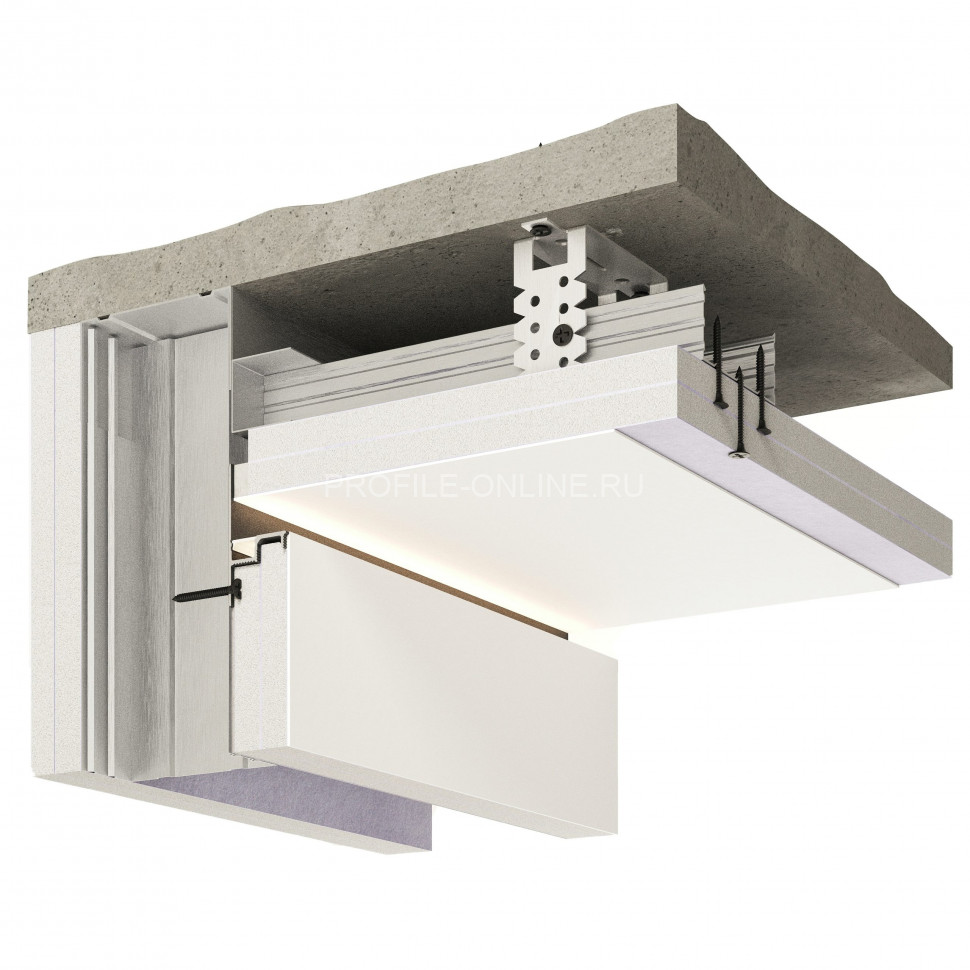 Теневой плинтус скрытого монтажа алюминиевый Decaro Engineering D001A Black черный с возможностью LED подсветки 2м