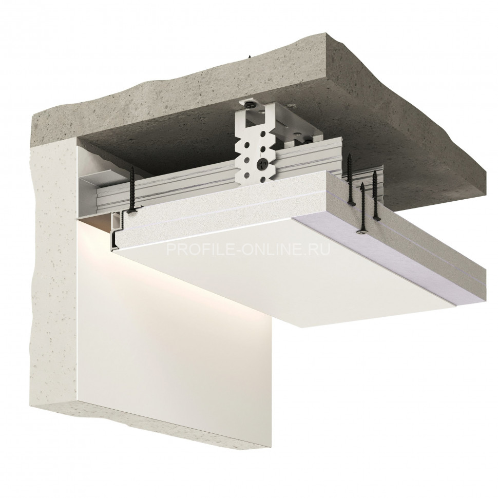 Теневой плинтус скрытого монтажа алюминиевый Decaro Engineering D001A Black черный с возможностью LED подсветки 2м